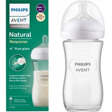 Butelka Avent Szklana antykolka 1m+ 240ml Response