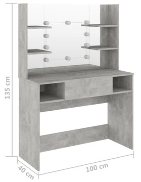 TOALETKA PROFESJONALNA DO MAKIJAŻU Z LUSTREM = LED