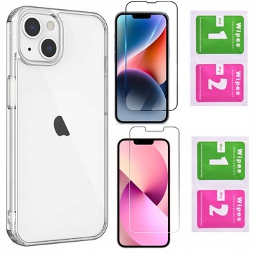 Etui iPhone 13 / iPhone 14 Case CLEAR + 2xSZKŁO