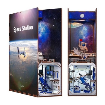TONECHEER SKŁADANY DREWNIANY MODEL 3D LED - BOOK NOOK STACJA KOSMICZNA