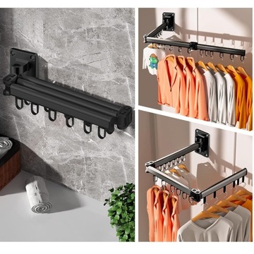 Настенная вешалка для одежды, складная полка для белья + 18 крючков