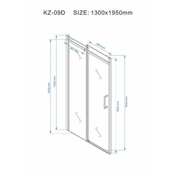 ДУШЕВАЯ ДВЕРЬ KZ09D ХРОМ 125-130 СМ 8 ММ