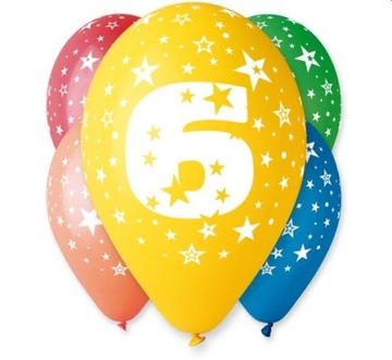 Balony na 6 Urodziny 5 szt. 12 cali Pastel Mix