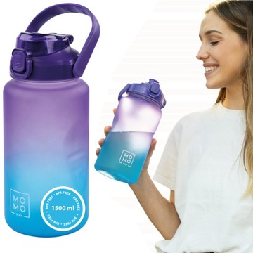 BUTELKA ZE SŁOMKĄ BIDON NA WODĘ Z MIARKĄ NA TRENING BPA FREE 1500ML