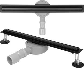 ODPŁYW LINIOWY 60cm NIERDZEWNY WĄSKI SLIM BLACK
