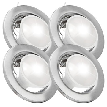 4x OCZKO OKRĄGŁA SREBRNA OPRAWKA SUFITOWA METALOWA GLAMOUR + HALOGEN GU10