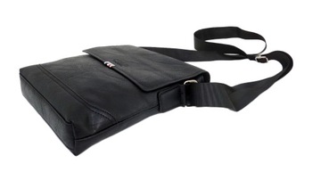 МУЖСКАЯ КОЖАНАЯ СУМКА, ЧЕРНАЯ С КЛАПАНОМ