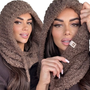 BALACLAVA KAPTUR CZAPKA GOLF UNISEKS BOUCLE WEŁNIANA PREMIUM PL KOLORY 3085