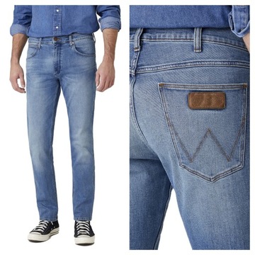 JEANSY MĘSKIE SPODNIE PROSTE JEANSOWE WRANGLER GREENSBORO W31 L34