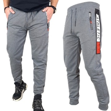 SPODNIE DRESOWE MĘSKIE DRESY modne JOGGERY kieszenie na zamek bawełna, L/XL