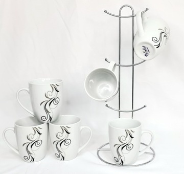 VIOLET KUBKI CERAMICZNE Z STOJAKIEM 6SZT VC442K