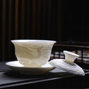 Керамическая чашка Gaiwan с узором дракона и феникса
