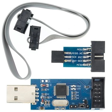 Programator ATMEGA AVR zgodny USBasp ISP + taśma IDC + adapter