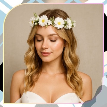 Венок на голову насадок на голове белые на голове цветы головные уборы бохо