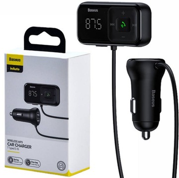 BASEUS TRANSMITER FM BLUETOOTH / ŁADOWARKA SAMOCHODOWA 2x USB AUX SD 2.1A