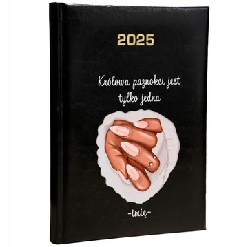 KALENDARZ KSIĄŻKOWY DZIENNY A5 TERMINARZ 2025 CZARNY DLA STYLISTKI PAZNOKCI