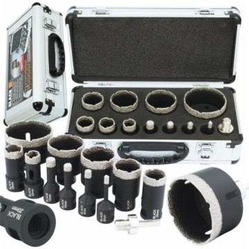 WIERTŁA DIAMENTOWE OTWORNICE DO GRESU 6-68MM ZESTAW OTWORNIC W WALIZCE 12EL