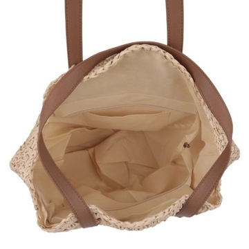 Бежевая женская пляжная сумка-шоппер на плечо