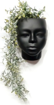 Doniczka głowa 19cm wisząca.Czarna