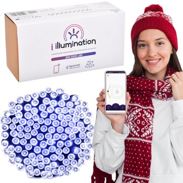 200LED Рождественские гирлянды, БЕЛЫЕ, УПРАВЛЯЮТСЯ ПО ТЕЛЕФОНУ
