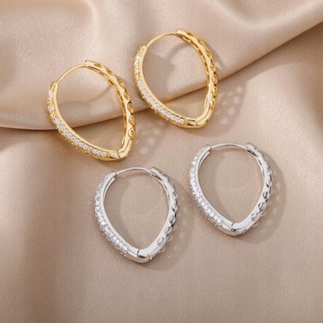 Серьги-кольца с геометрическим цирконом для W