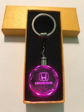Светодиодный 3D-хрустальный светящийся брелок для ключей от машины с логотипом Honda