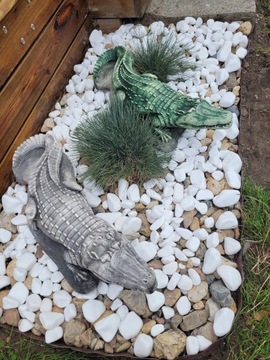 Krokodyl ogrodowy dekoracja do ogrodu figurka gipsowa aligator dom ogród 3d