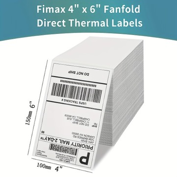 Термоэтикетки Fimax 4x6 - Этикетки для прямой термопечати с фальцованным креплением