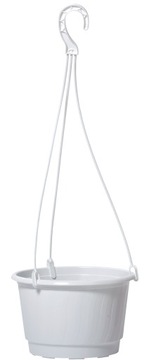 ПОДВЕСНОЙ ЦВЕТОЧНЫЙ ГОРШОК Ø 27 см БЕЛЫЙ С КРУГЛЫМ ОБОДОМ С КРЮЧКОМ 6,5 Л
