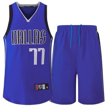 Mavericks No. 77 Doncic haftowana koszulka koszykarska niebiesko-biała, S