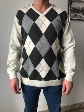 Fred Perry sweter XL 100% wełna