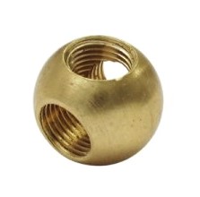 Kulka fi20mm mosiądz 3 otwory kątowa trójnik M10x1