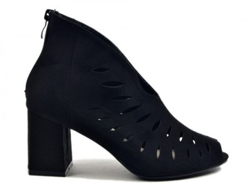 Botki 40 Potocki 20318 czarne ażurowane na obcasie