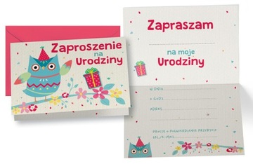 ZAPROSZENIA URODZINOWE ZZ-084 5SZT KOPERT SOWA