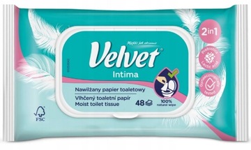 VELVET INTIMA 2W1 NAWILŻANY PAPIER TOALETOWY CHUSTECZKI DO HIGIENY INTYMNEJ