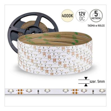 TAŚMA 60LED 335 WEW. 12V NEUTRALNA 4,8W/m / 5 METR