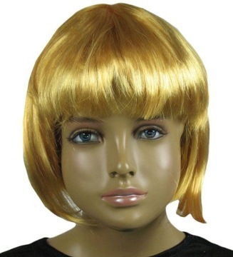 PERUKA ZŁOTY BLOND WŁOSY PÓŁDŁUGIE PROSTE