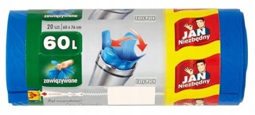 Worki na śmieci uniwersalne JAN NIEZBĘDNY WORKI EASY PACK NIEBIESKIE 60L