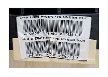 508 AIRBAG ULOŽENÍ ŘIDIČE SPOLUJEZDCE SENSOR KOMPLET 34077474B *