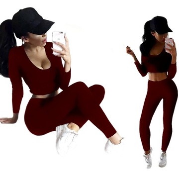 KOMPLET Krótka BLUZKA TOP + SPODNIE LEGGINSY na GUMCE w PANTERKĘ S/M
