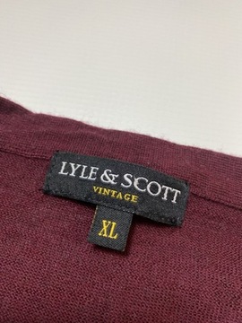 Lyle & Scott ORYGINAL BORDO WEŁNIANY SWETER /L