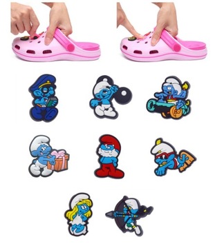 PRZYPINKI PIN ozdoby DO BUTÓW typu KROKS CROCS smerfy 8szt
