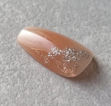 Paznokcie Sztuczne Tipsy Coffin Aura 3d Perełki Motyle Brokat Samoprzylepne