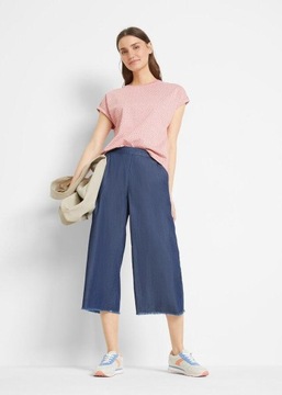 ШИРОКИЕ ДЖИНСЫ С ЭЛАСТИКОЙ ПОЯСИИ И ДЕКОРАТИВНОЙ КАРКОЙ НИЗ НОГИ 42