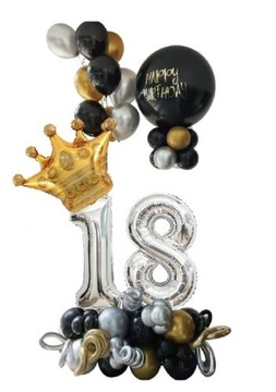 ZESTAW BALONÓW DEKORACJA BALONY NA 18 URODZINY GIRLANDA OSIEMNASTKA