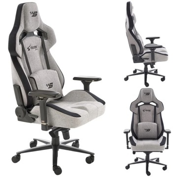 Fotel Biurowy Ergonomiczny Gabinetowy Tapicerowany Popielaty ALISTER