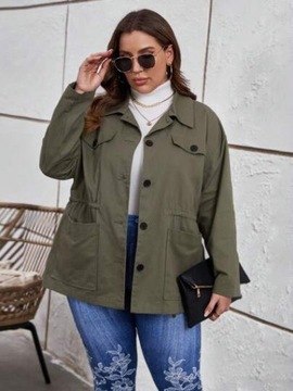 SHEIN PŁASZCZ DAMSKI PLUS SIZE KHAKI CASUAL 52 ŁLA