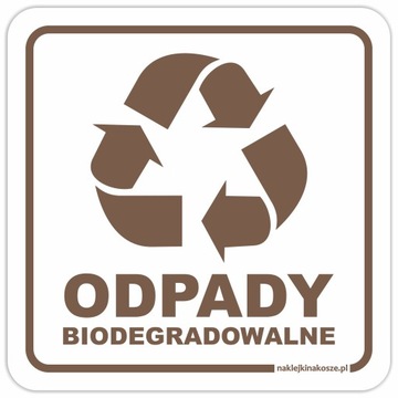 Naklejka na kosz do segregacji odpadów ORGANICZNYCH brązowa BIO 15cm
