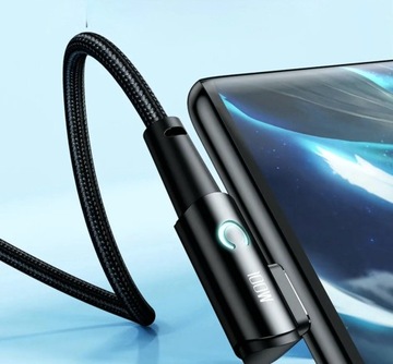 Черный кабель Tooki, 100 Вт, кабель USB-A — USB C, 1 м, 6 А, 90 градусов, прямоугольный