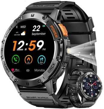 SMARTWATCH Zegarek Męski LATARKA Ciśnieniomierz ROZMOWY 530mAH AMOLED IP68